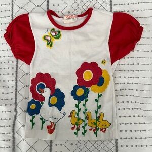 Dee Dee Vintage Kids Red and White Floral Duck Shirt